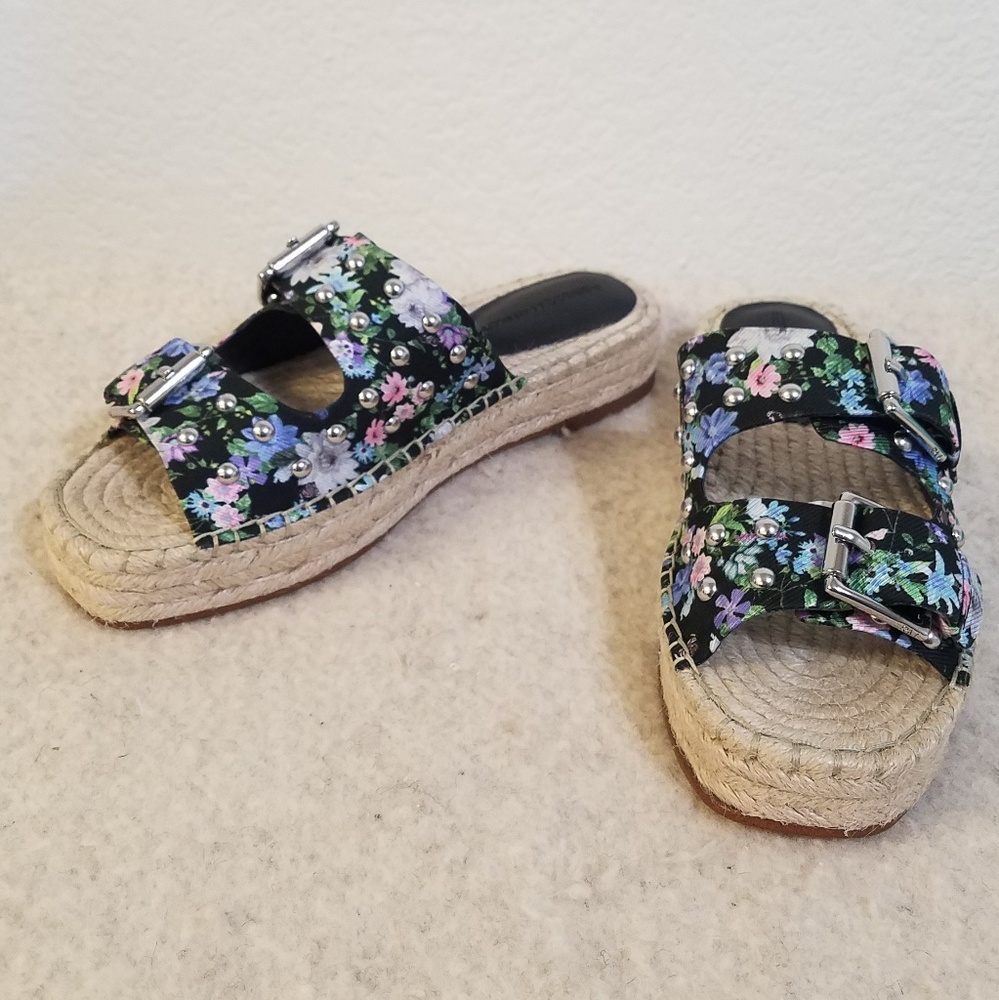 (NEW) Rebecca Minkoff Jodi Espadrille Buckle Platform Floral Sandals Size 8
